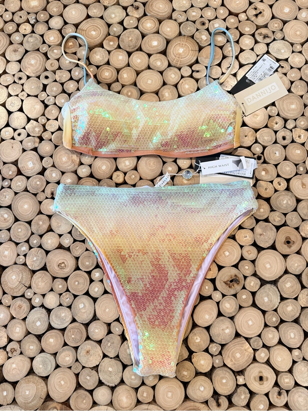 Gianni Bini x Dannijo Frankie Ombre Sequin Size Small Bikini Set Multi NWT $216